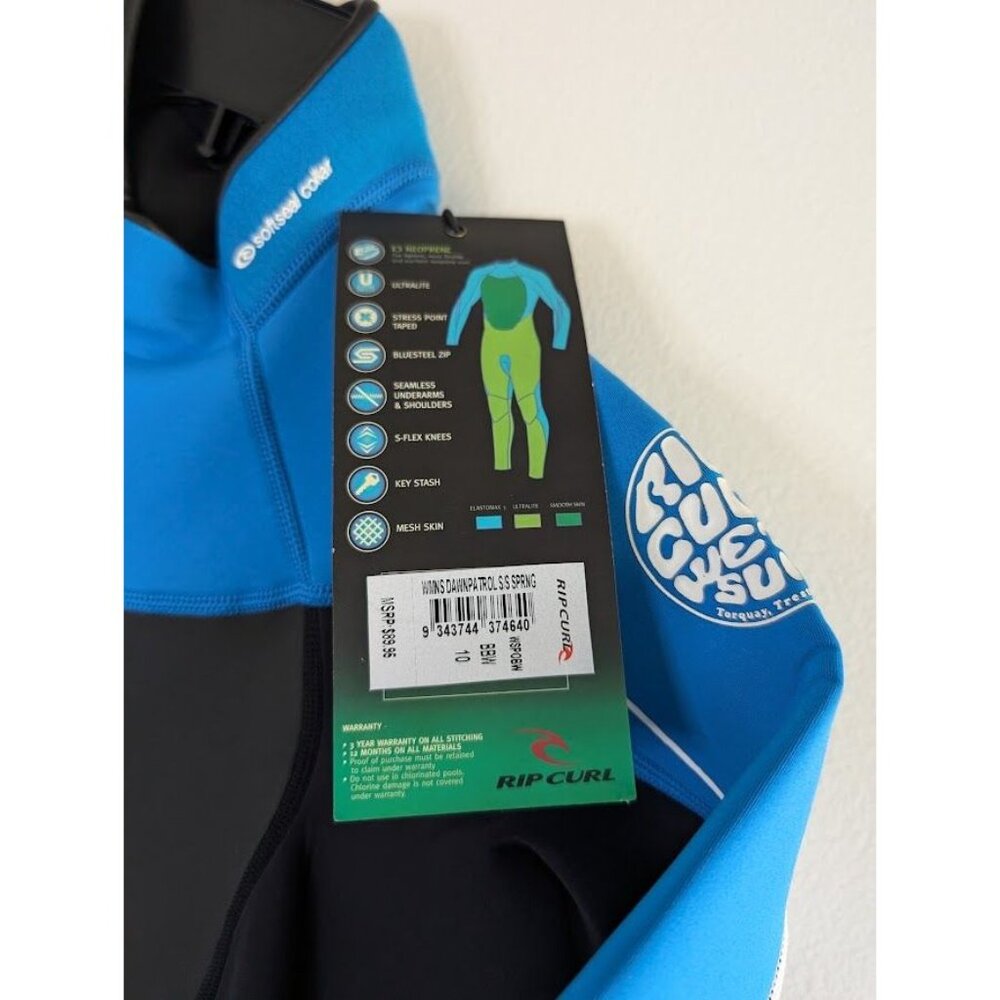 Rip Curl Women's Black and Blue Short Sleeve Springsuit Wetsuit - Picture 2 of 5